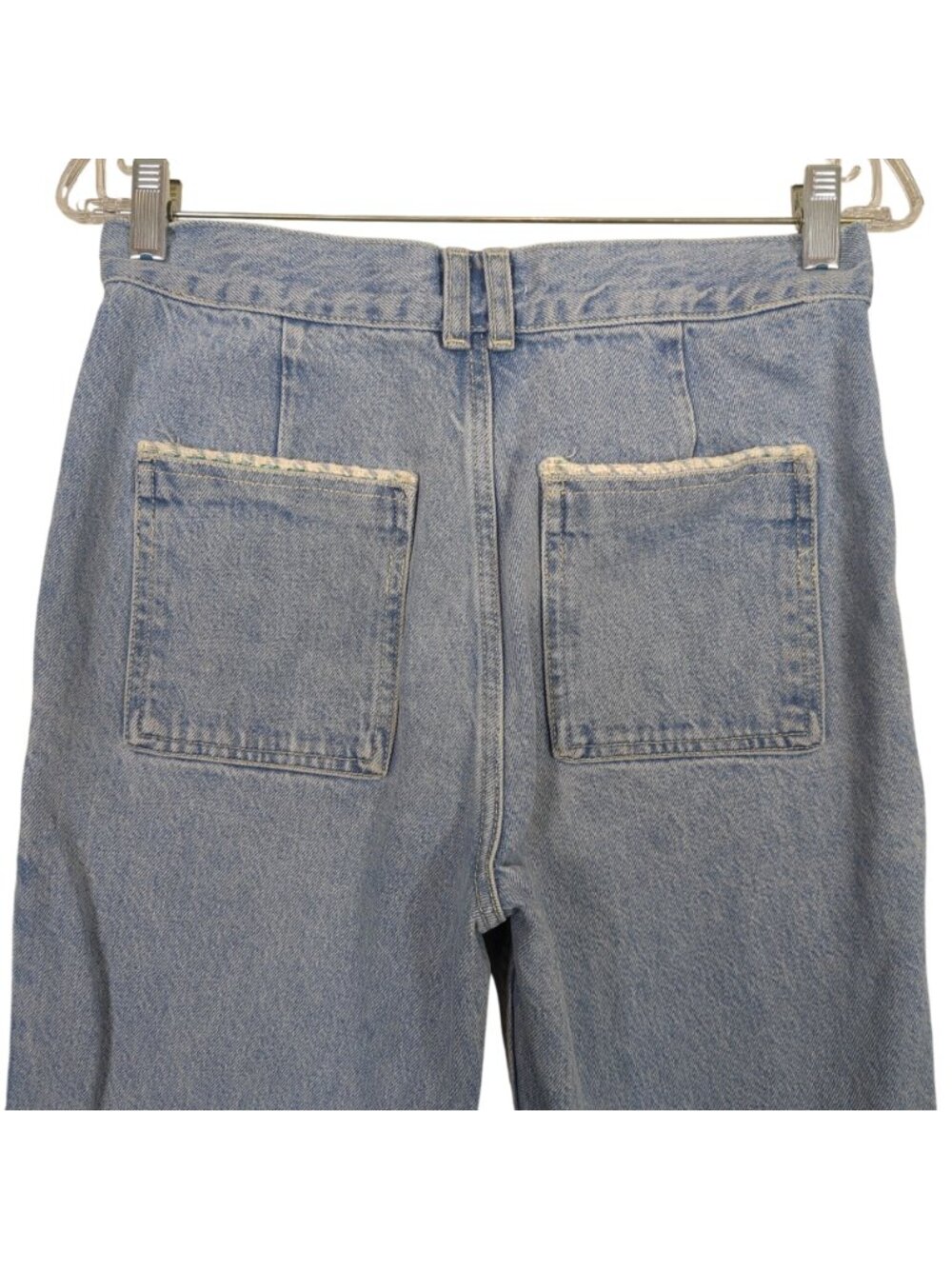 Zara Women's Jeans sz 6 / 28 blue Jeans High Rise Tweed Trim Straight Leg - Picture 6 of 13